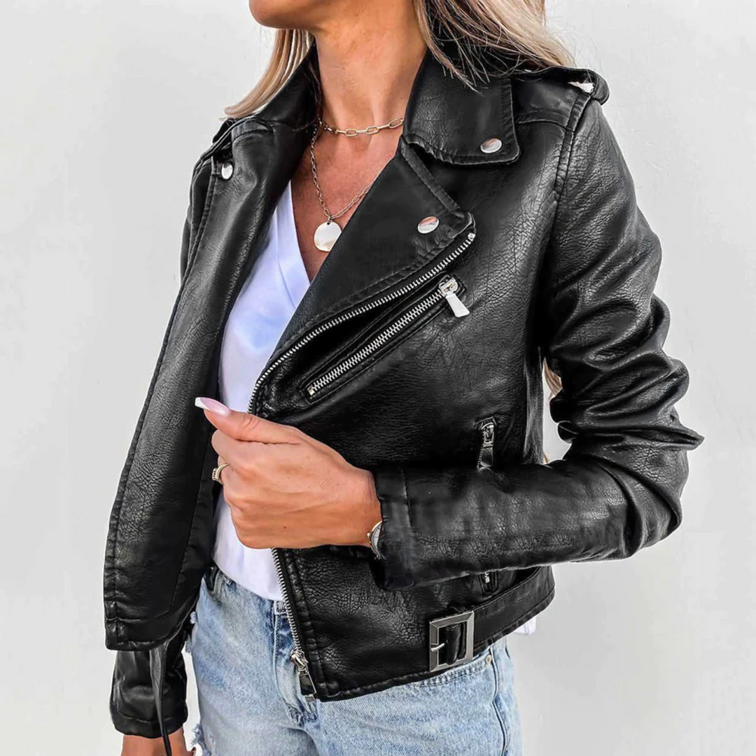 Women’s Trendy Zip-Up Biker Jacket