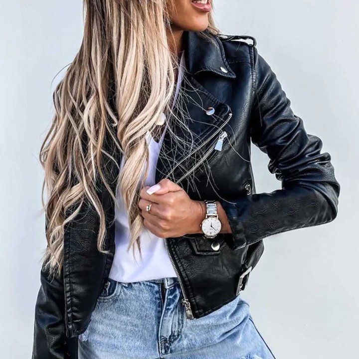 Women’s Trendy Zip-Up Biker Jacket