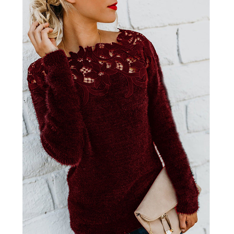 Women’s Feminine Long Sleeve Winter Knit Sweater