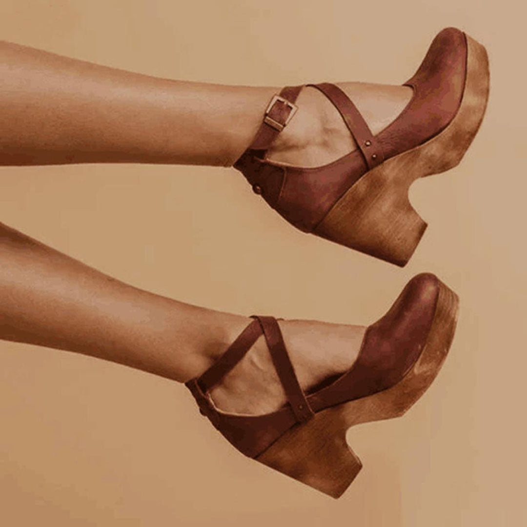 Women’s Vintage Style Cross Strap Heels