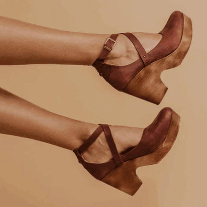 Women’s Vintage Style Cross Strap Heels