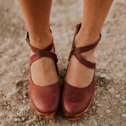 Women’s Vintage Style Cross Strap Heels