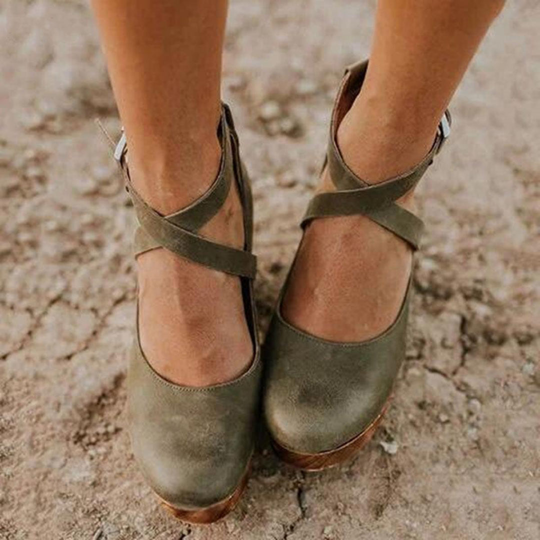 Women’s Vintage Style Cross Strap Heels