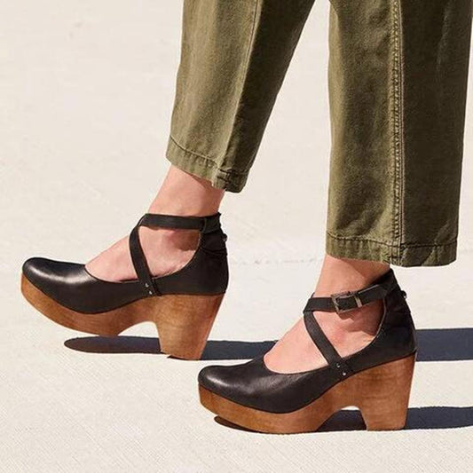 Tacones cruzados estilo vintage para mujer