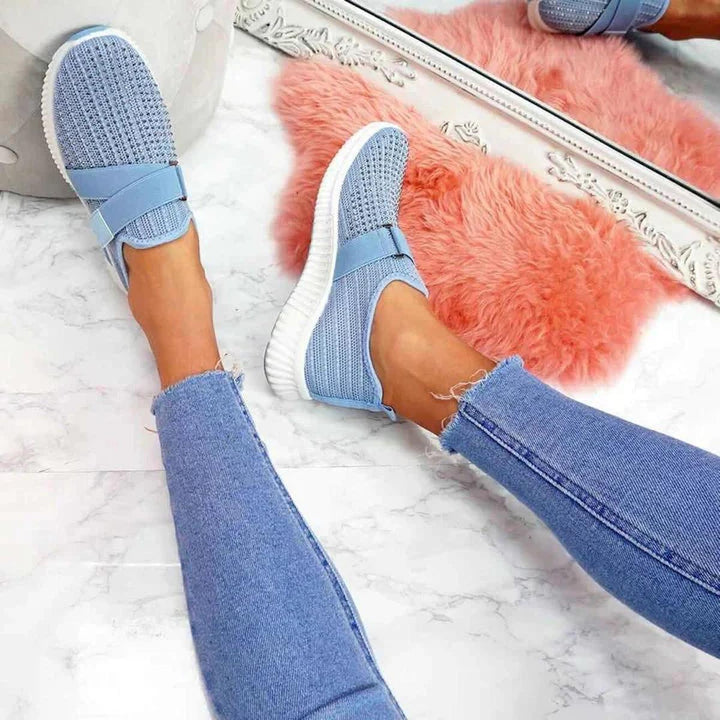 Zapatillas deportivas de punto para mujer con suela