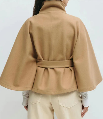 Women’s Spring Belted High-Neck Cape Coat