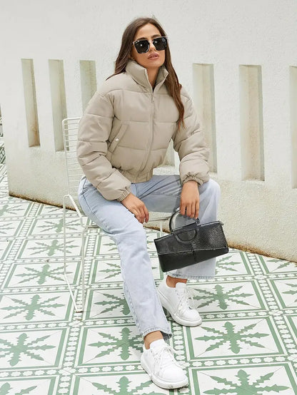 Women’s Winter Puffer Jacket with Zipper