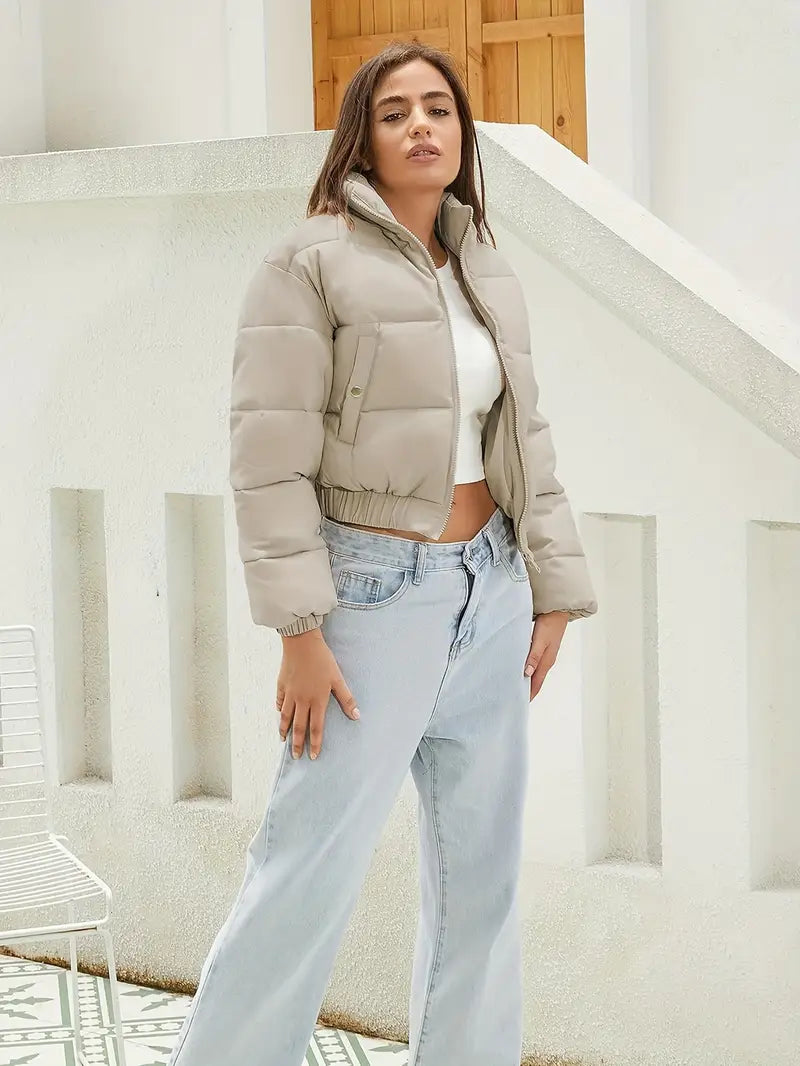 Women’s Winter Puffer Jacket with Zipper