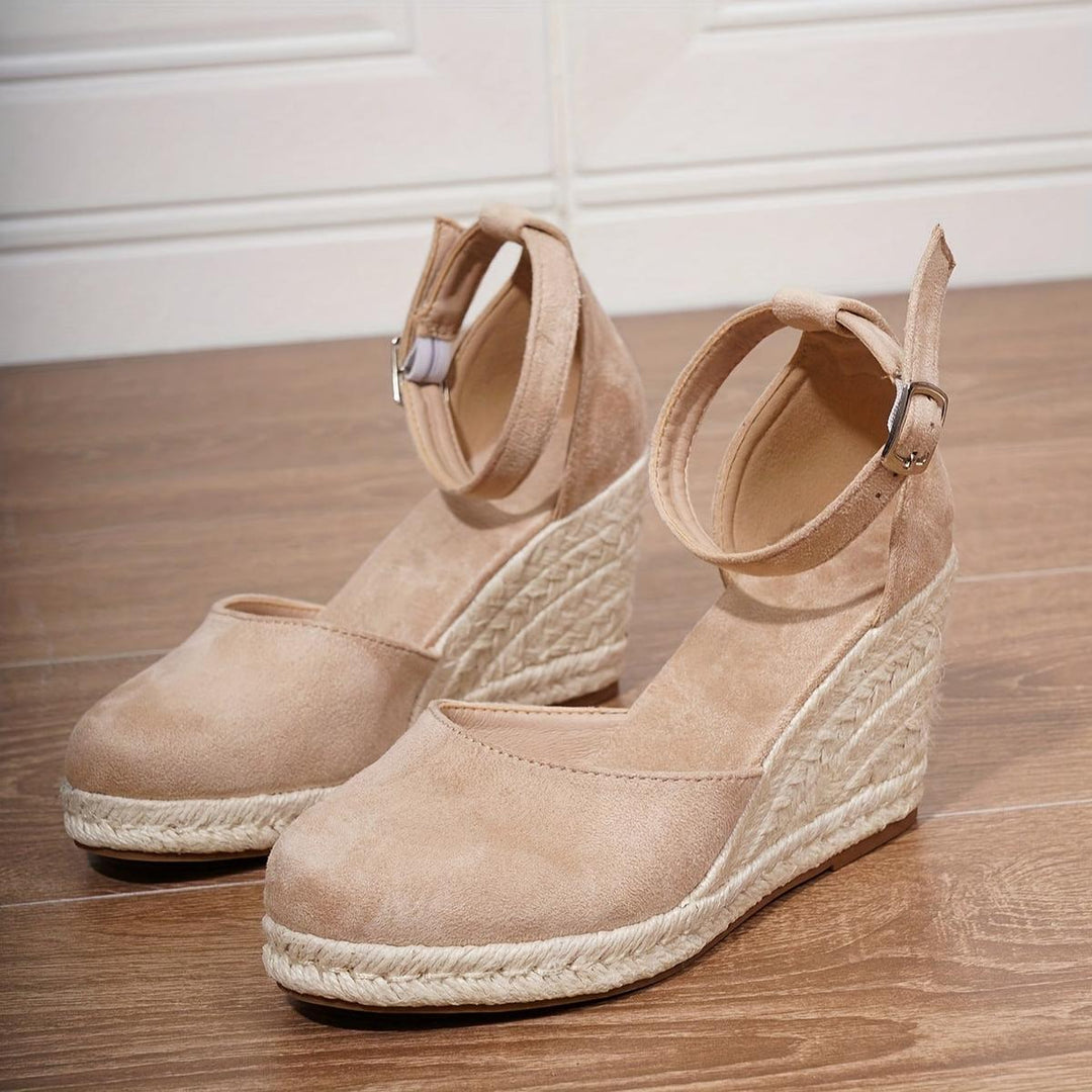 Sandalias de cuña cerradas con hebilla para mujer