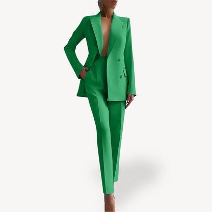 Women’s Formal Tailored Suit Set with Long Blazer