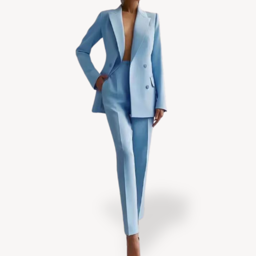 Women’s Formal Tailored Suit Set with Long Blazer