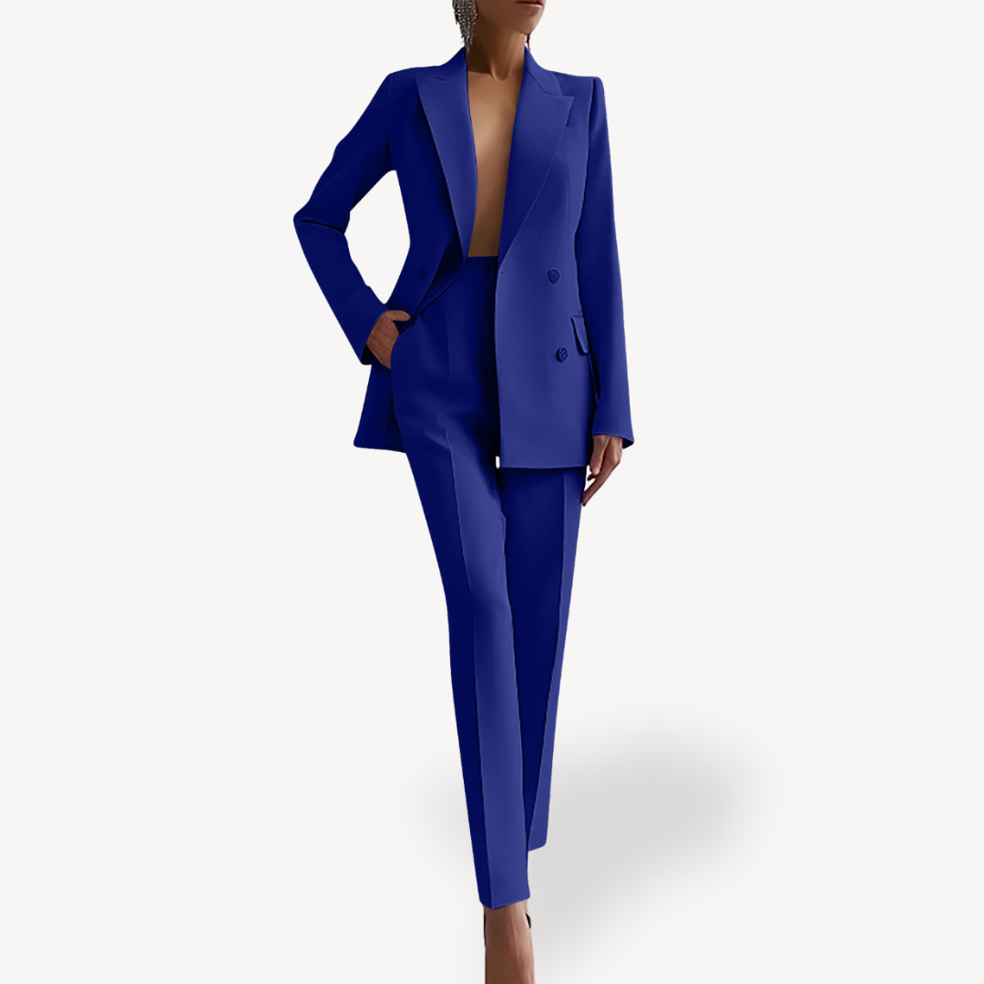 Women’s Formal Tailored Suit Set with Long Blazer