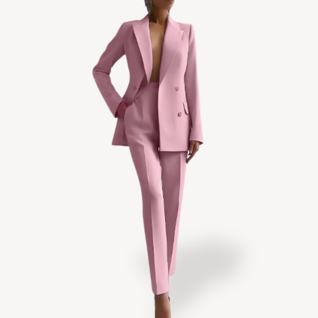 Women’s Formal Tailored Suit Set with Long Blazer