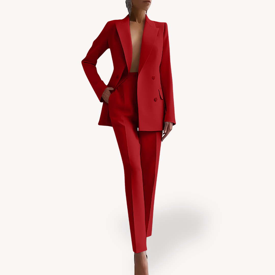 Women’s Formal Tailored Suit Set with Long Blazer