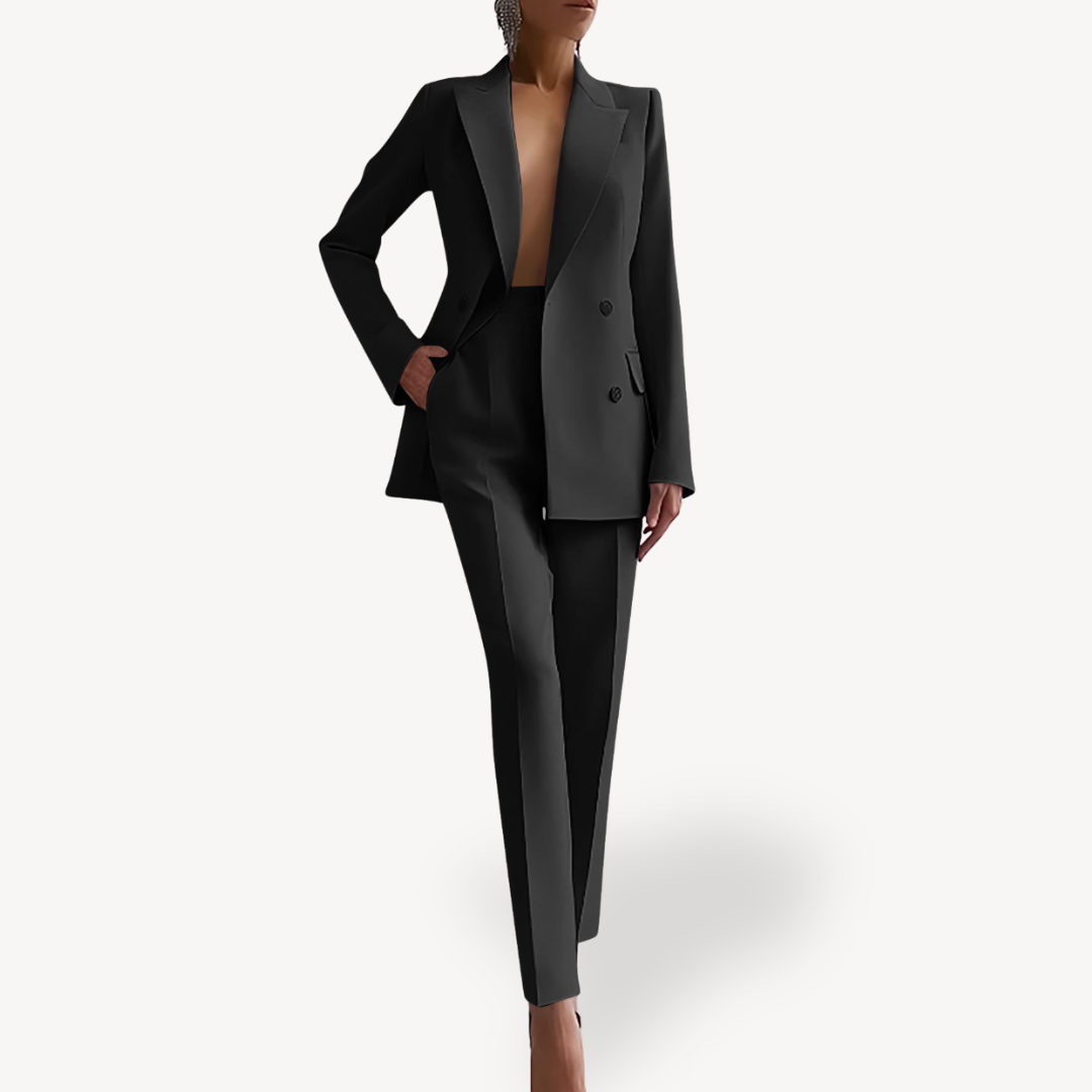 Women’s Formal Tailored Suit Set with Long Blazer