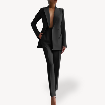 Women’s Formal Tailored Suit Set with Long Blazer