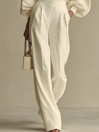 Aisha | Ribbed Knit Top & High-Waist Wide-Leg Pants Set