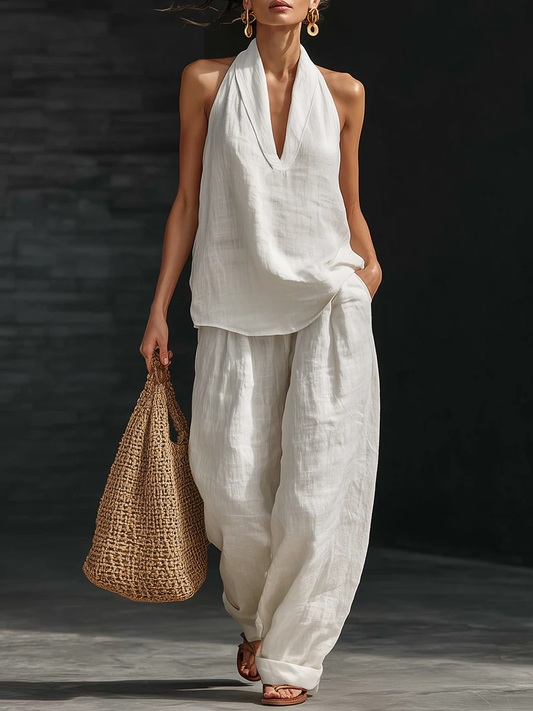 Zoë | Sleeveless Set with Wide Pants