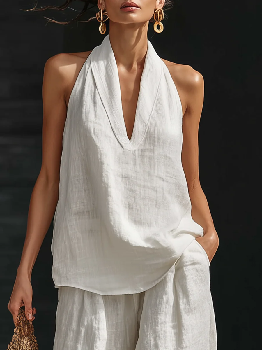 Zoë | Sleeveless Set with Wide Pants