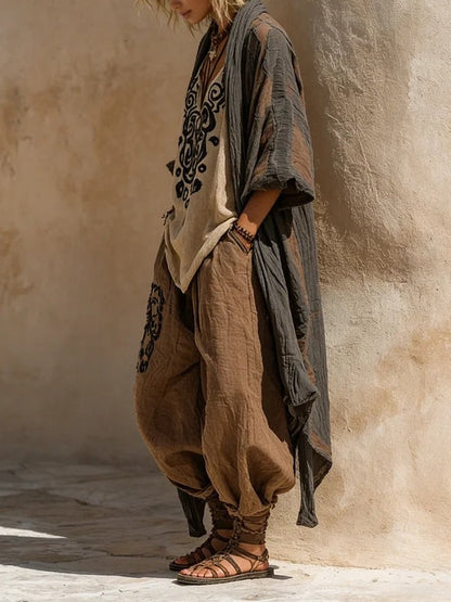 Maya | Bohemian Three-Piece Set Cotton-Linen Blend