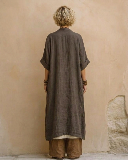 Giulia - Three-Piece Bohemian Nomad Set in Dark Gray and Brown with Tribal Pattern