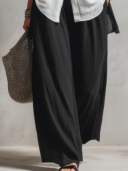 Monique | Three-Piece Set: Chiffon Layered Cardigan & High-Waist Wide-Leg Pants