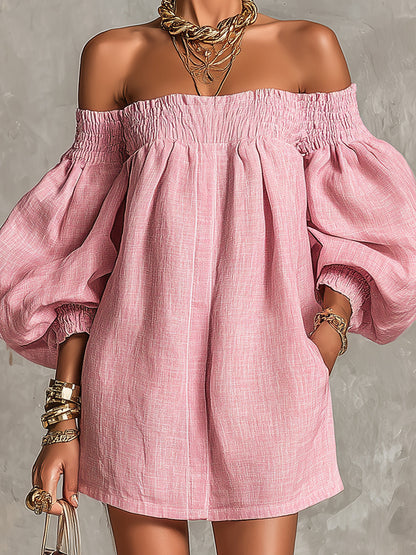 Rosabelle | Pink Lantern-Sleeve Mini Dress