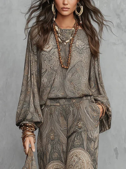 Camila | Lantern-Sleeve Top & Wide-Leg Trousers Set