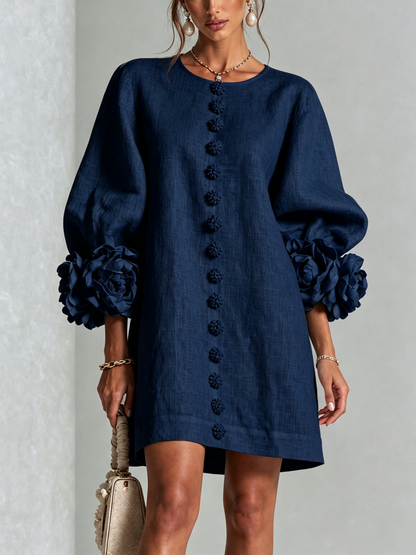 Indara | Elegant Floral Button Mini Dress