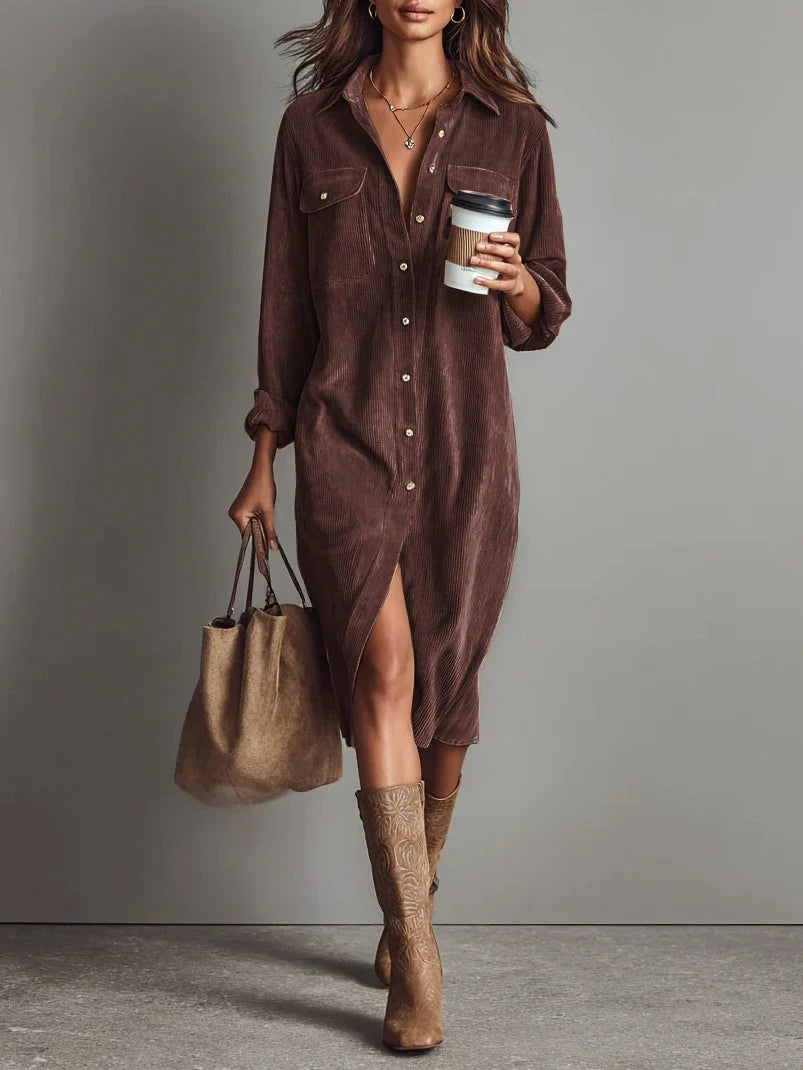 Relaxed Corduroy Midi Dress