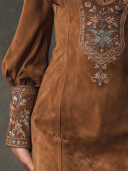 Vestido Corto con Efecto Ante