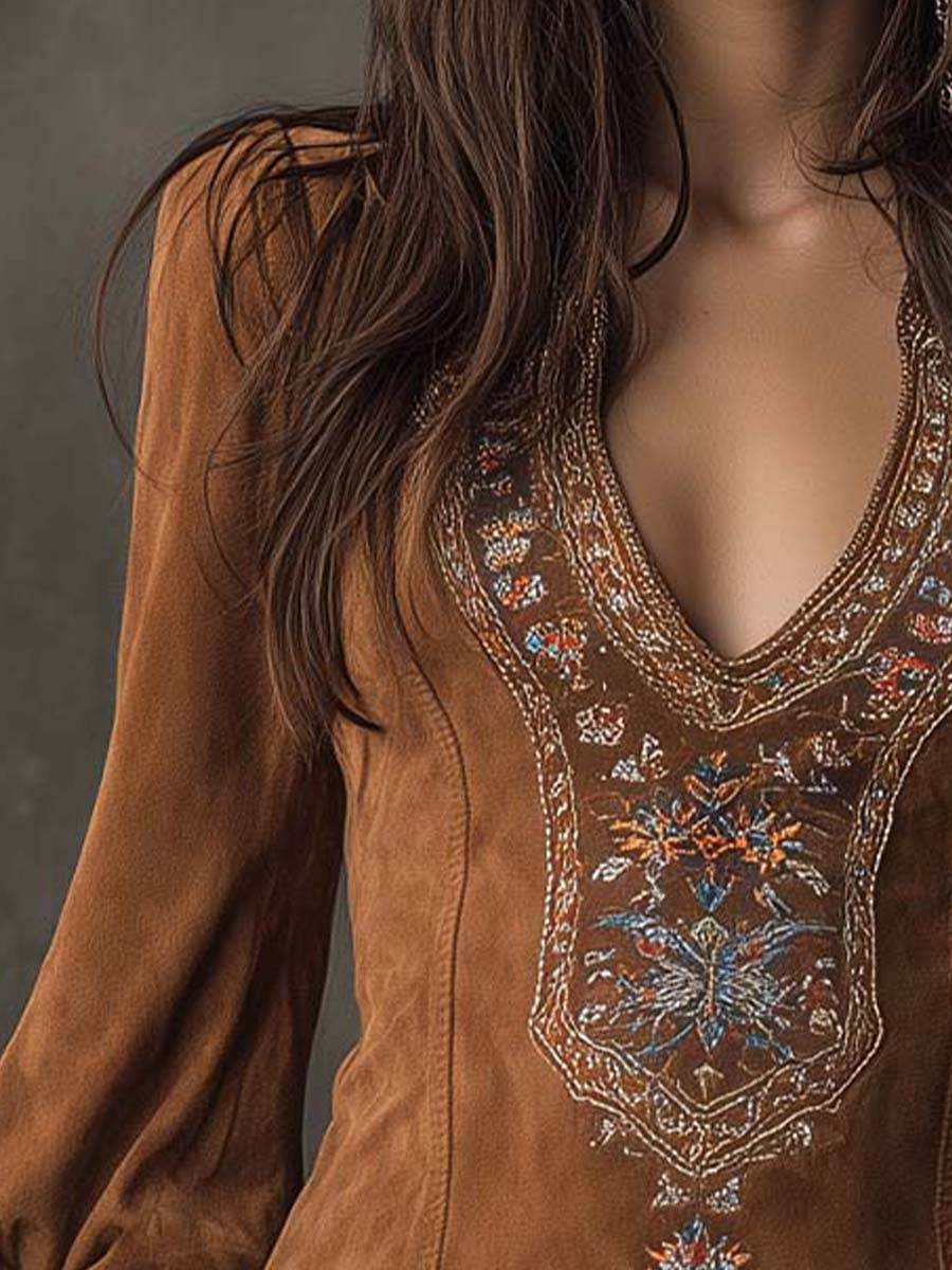 Vestido Corto con Efecto Ante