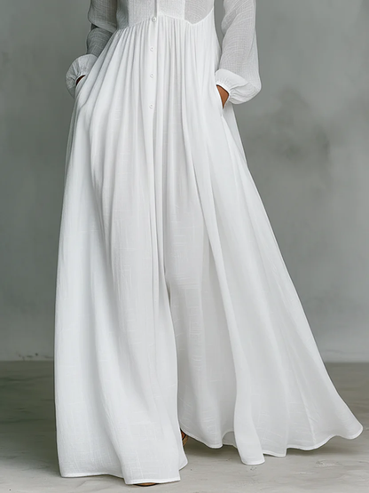 Léonie™ | Minimalist Maxi Dress with Stand-Up Collar