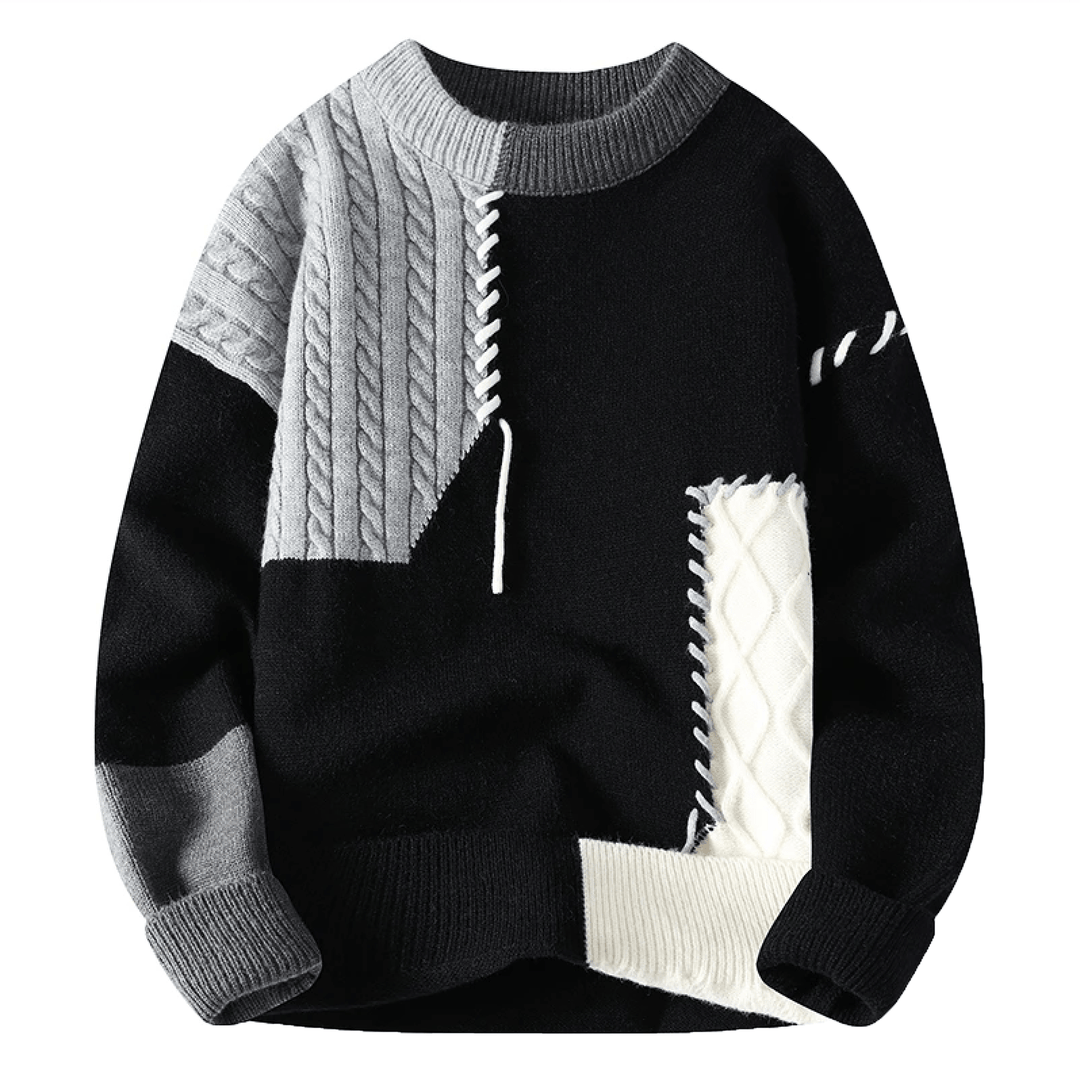 Men Patchwork Knit Casual Winter Sweater