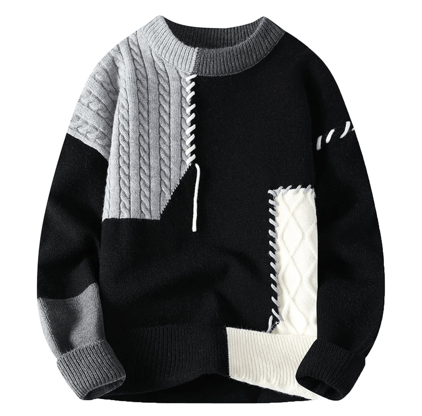 Suéter informal de punto para hombre con retazos de invierno
