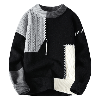 Suéter informal de punto para hombre con retazos de invierno