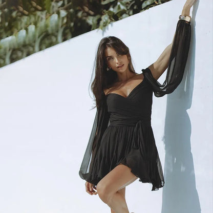 Minivestido de verano con mangas abullonadas