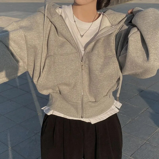 Women’s Winter Cropped Zip-Up Hoodie
