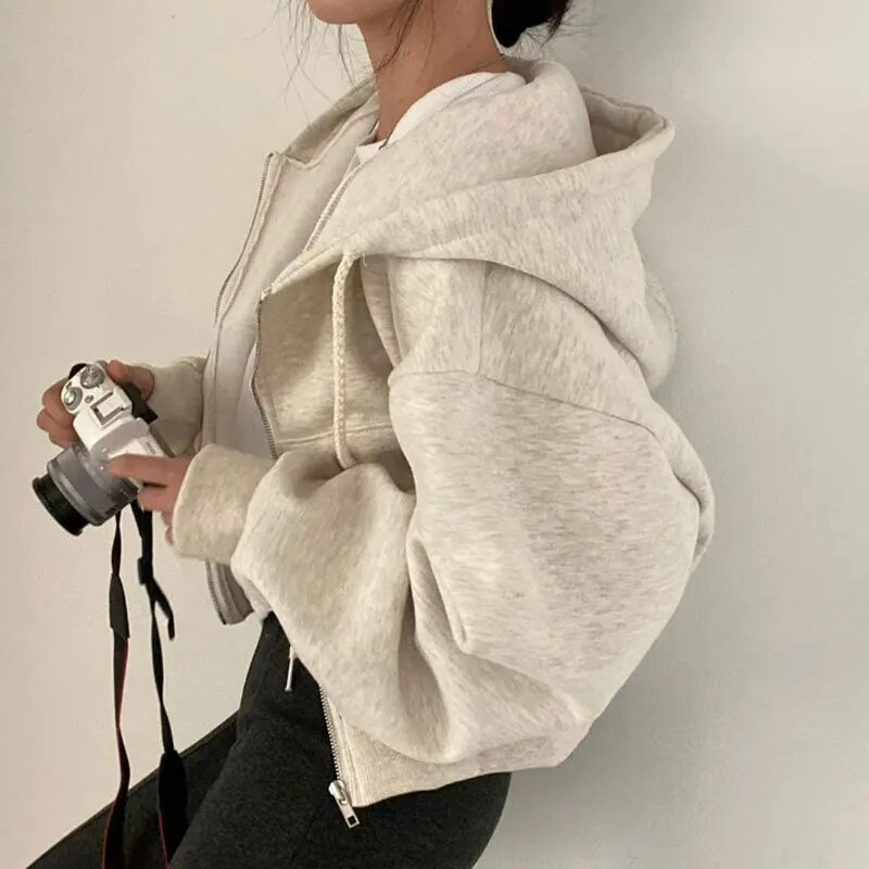 Women’s Winter Cropped Zip-Up Hoodie