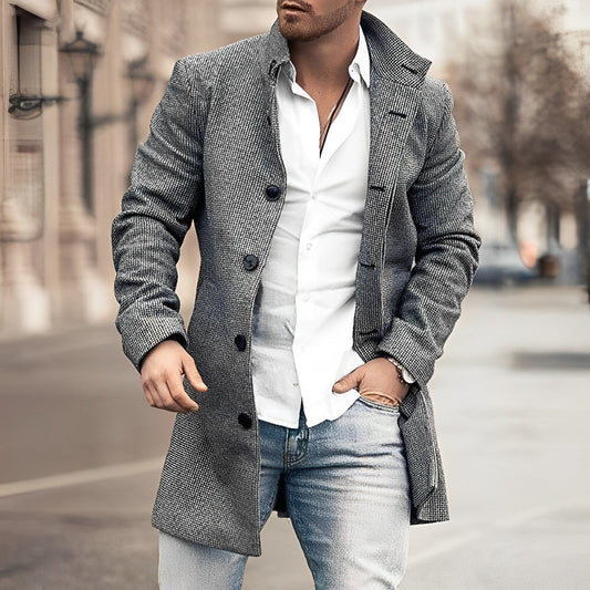 Stylish Long Button Up Coat for Men