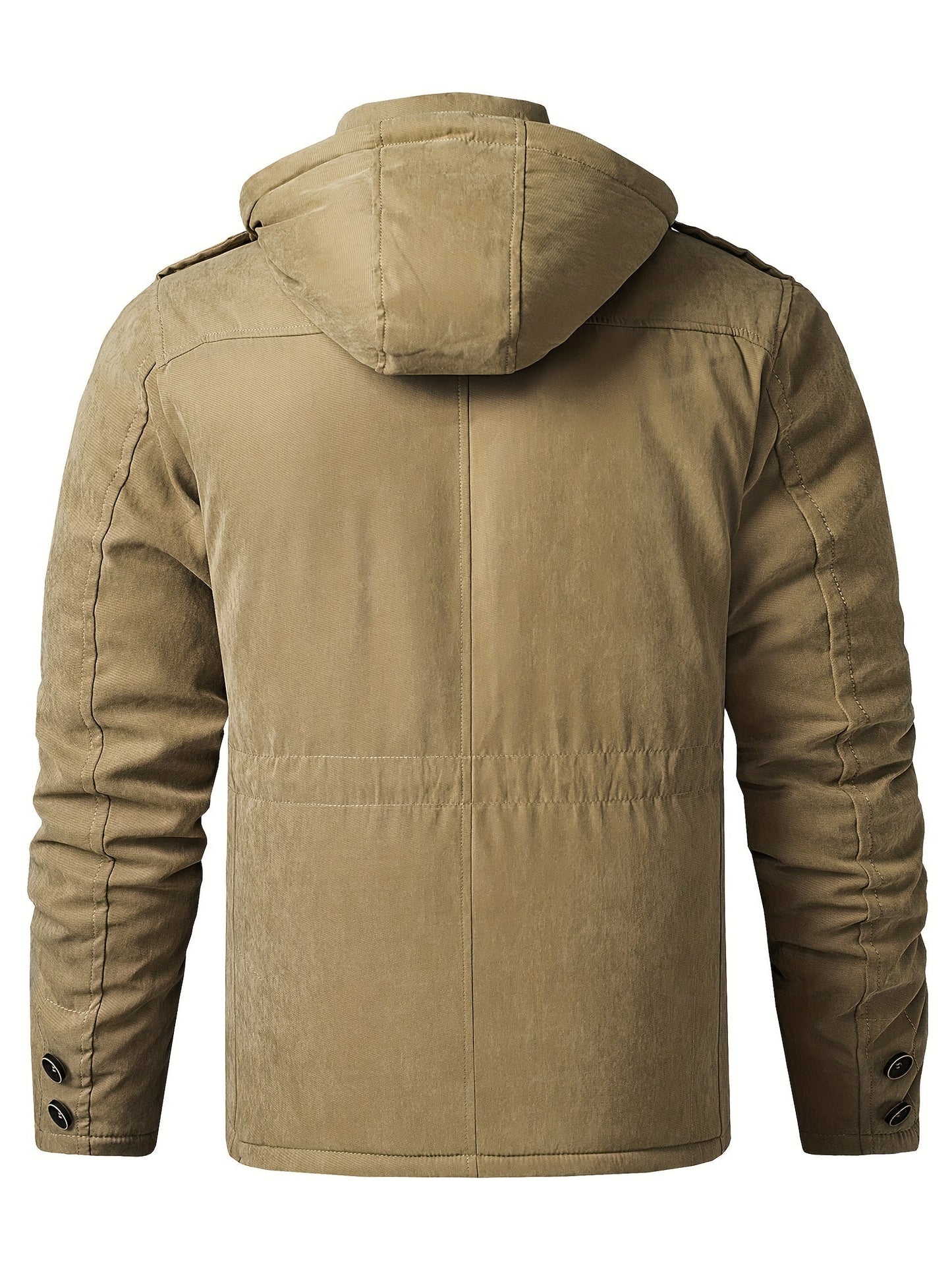 Chaqueta utilitaria con capucha, gruesa y cálida para hombre