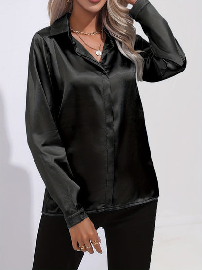 Women’s Button Down Long Sleeve Satin Blouses