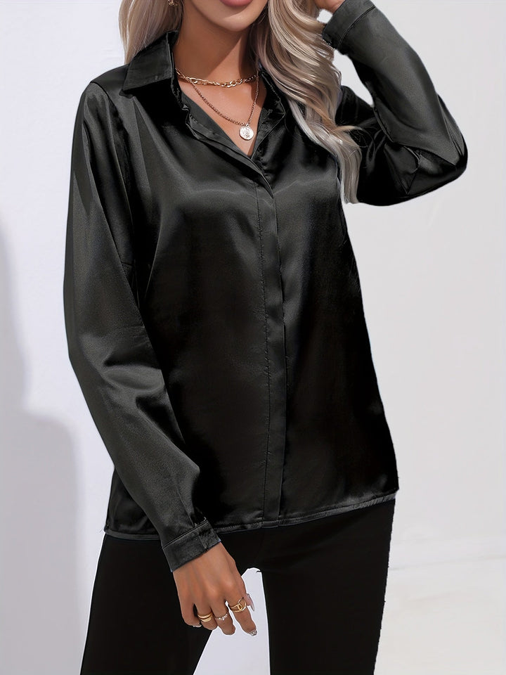 Women’s Button Down Long Sleeve Satin Blouses