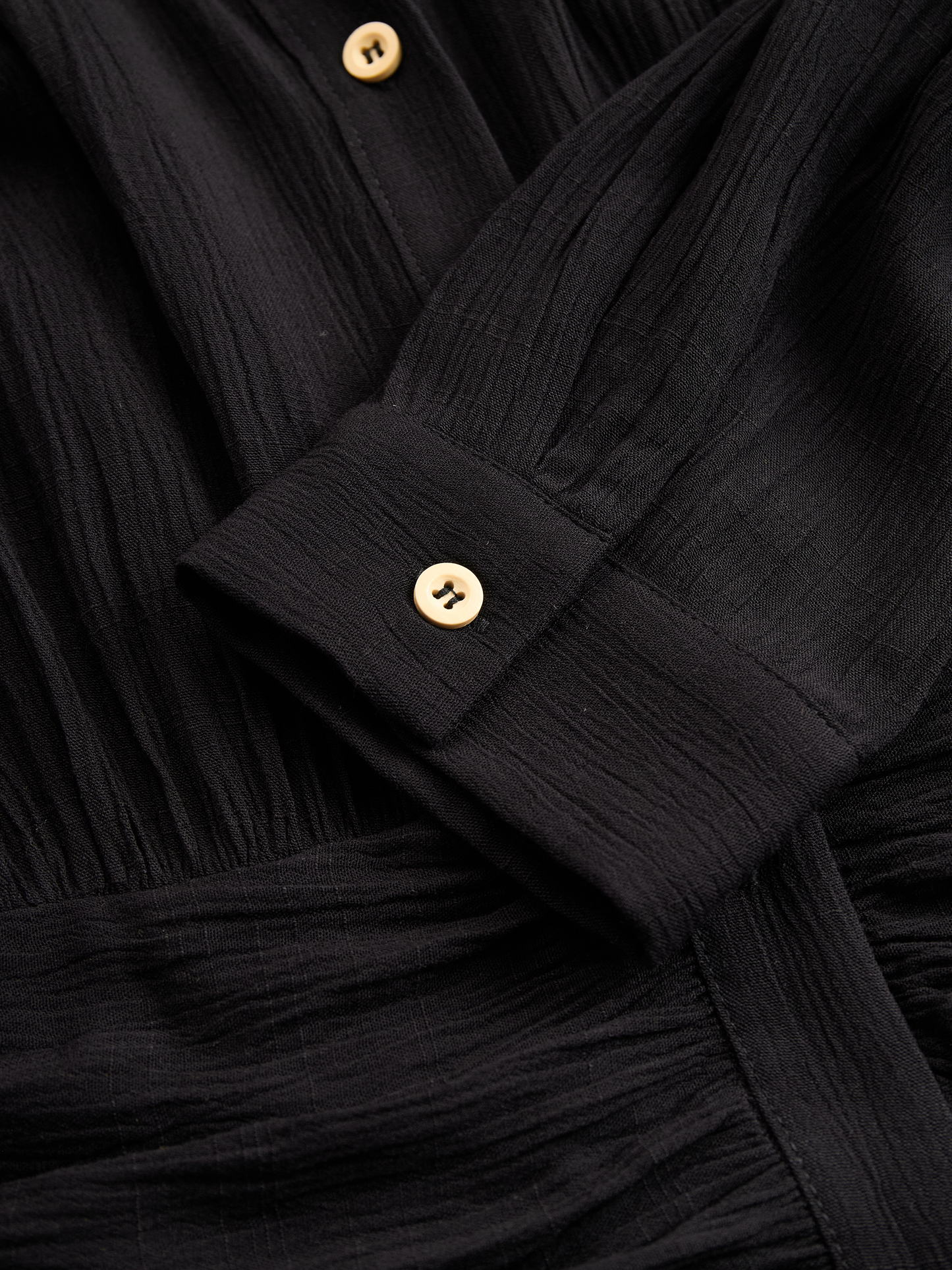 Women's Imitation Cotton And Linen Pleated Lapel Single-breasted Long-sleeved Maxi Dress