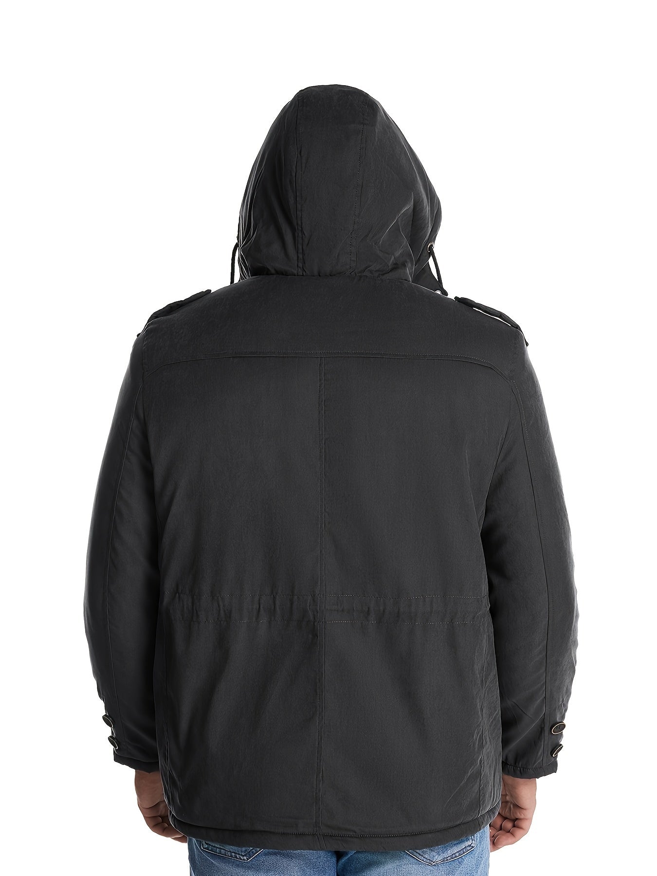 Chaqueta utilitaria con capucha, gruesa y cálida para hombre
