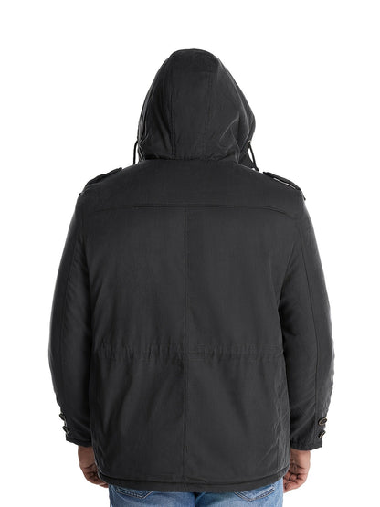 Chaqueta utilitaria con capucha, gruesa y cálida para hombre