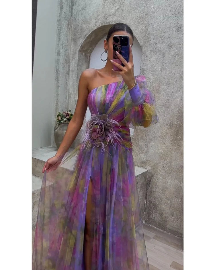 Orit | Asymmetrical One Sleeve Split Dress