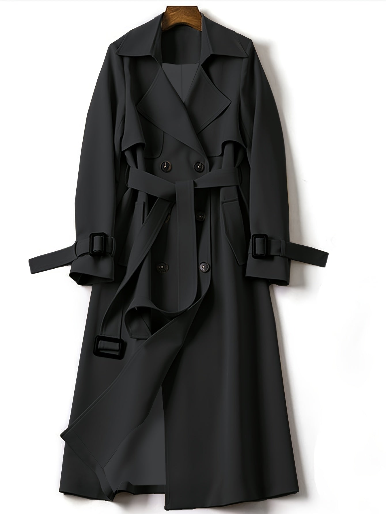 Gabardina elegante de oficina de corte largo para mujer