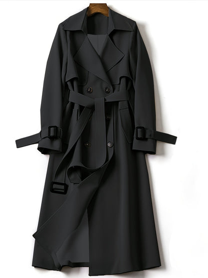 Gabardina elegante de oficina de corte largo para mujer