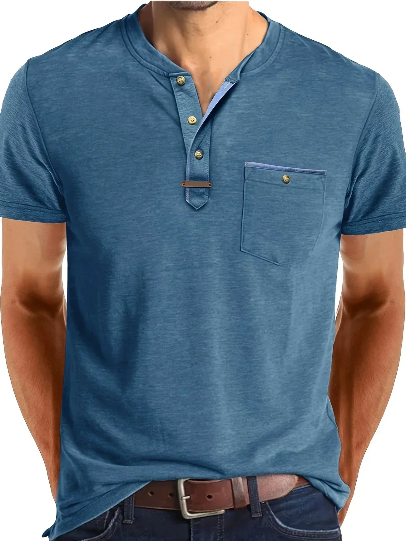 Classic Round Neck Pocket Shirt
